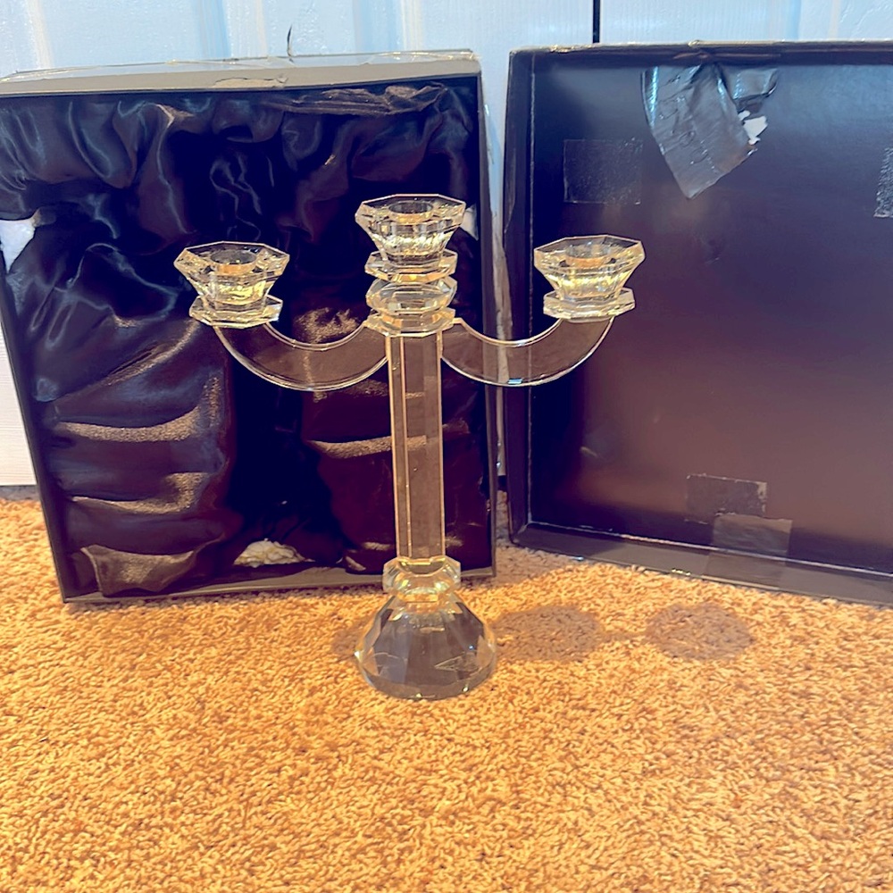 Crystal 3 tier candle holder never been used brand Shannon